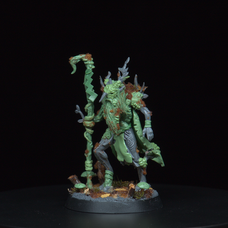 Japanese inspired 'The Weald' Model, kitbashed and sculpted with green stuff. This model is used as a Gnarl Thrall in the tabletop game 'The Weald'.